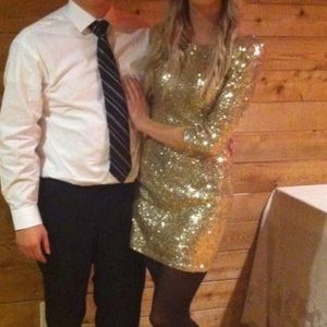 Gold Sequin Mini Dress Size Small